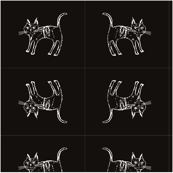 Tkanina 12758 | Little cat black-white pattern for kids