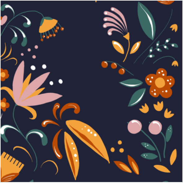 Tkanina 12768 | Dark folk floral