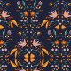 Tkanina 12768 | Dark folk floral