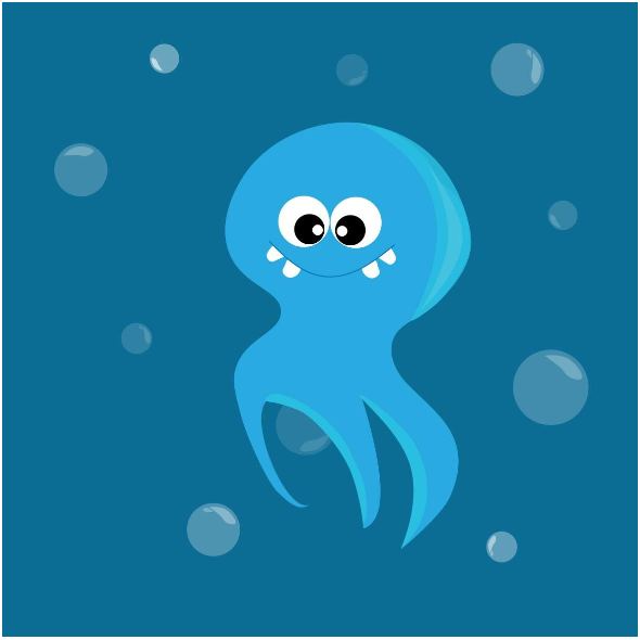 Tkanina 12948 | blue octopus
