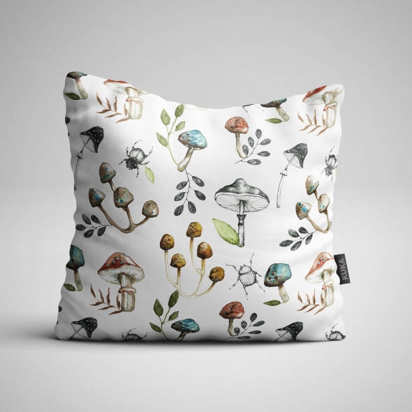 Fabric Pillow Panel Mushrooms