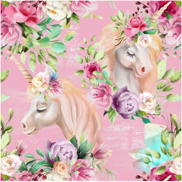 Tkanina 13327 | floral unicorns