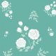 Tkanina 13386 | White roses (cyan background)