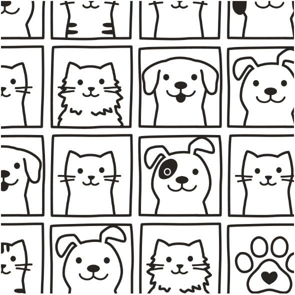 Fabric 13778 | cute dogs & cats portraits