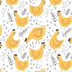 Tkanina 14019 | kury - wersja żółta