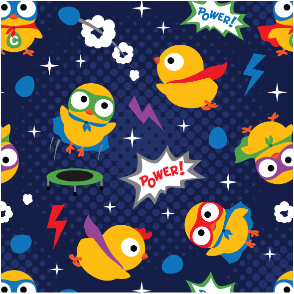 Tkanina 14183 | SUPERHERO CHICKENS