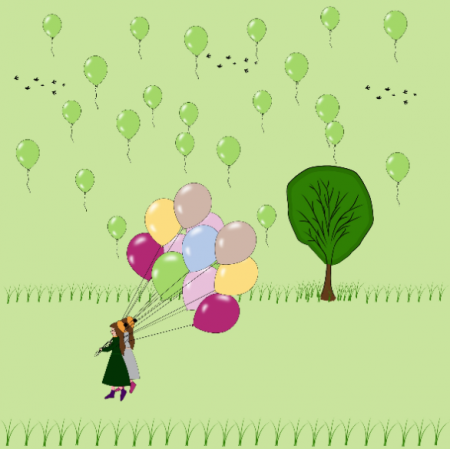 Tkanina 14318 | DZiewczynki z balonami1