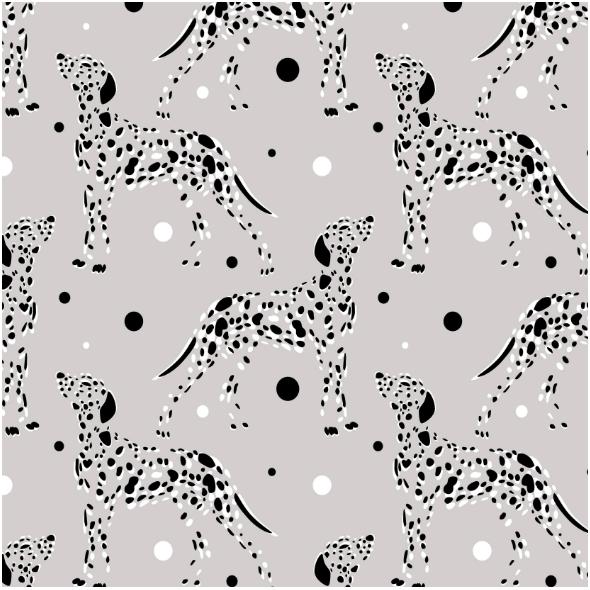 Fabric 14518 | Dalmatyńczyki psy na szarym tle