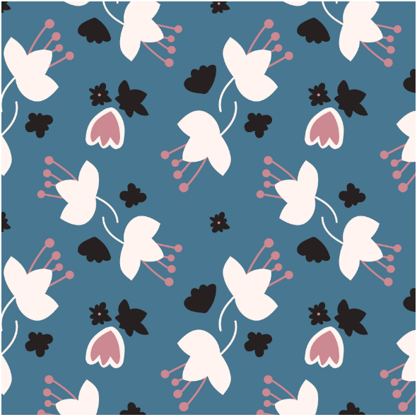Fabric 14522 | Kasumi drobne kwiaty na niebieskim tle