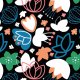 Tkanina 14530 | kolorowe kwiaty na czarnym tle zuzanna