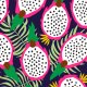 Fabric 14739 | Dragonfruit pitaya tropical navy background