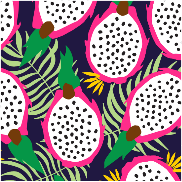 Fabric 14739 | Dragonfruit pitaya tropical navy background