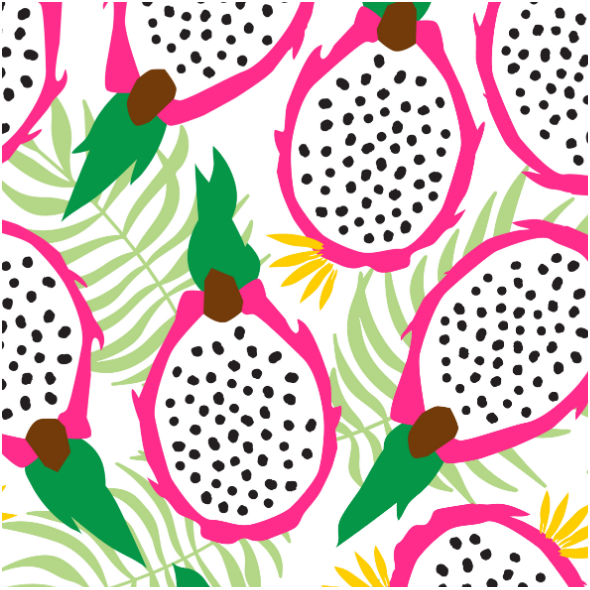 Fabric 14740 | Dragonfruit pitaya tropical Fruit White background