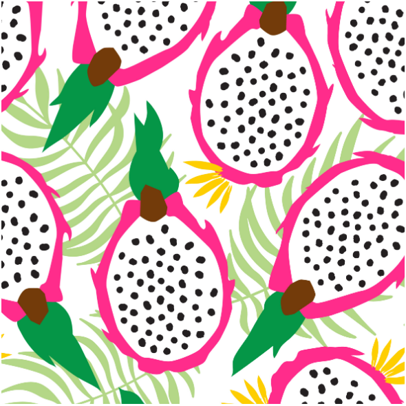 Tkanina 14740 | Dragonfruit pitaya tropical Fruit White background