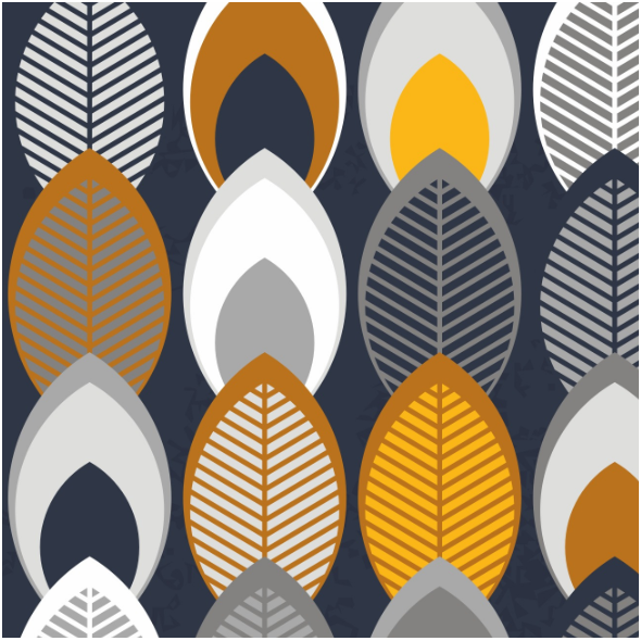 Fabric  | retro leaves regular rows