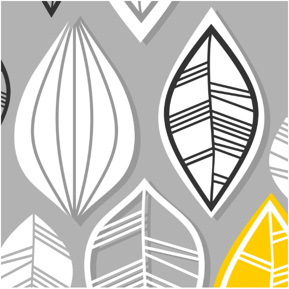 Tkanina  | retro leaves on gray