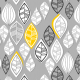 Fabric  | retro leaves on gray