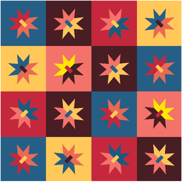 Tkanina 14939 | retro Gwiazdy  i kwadraty LARGE0