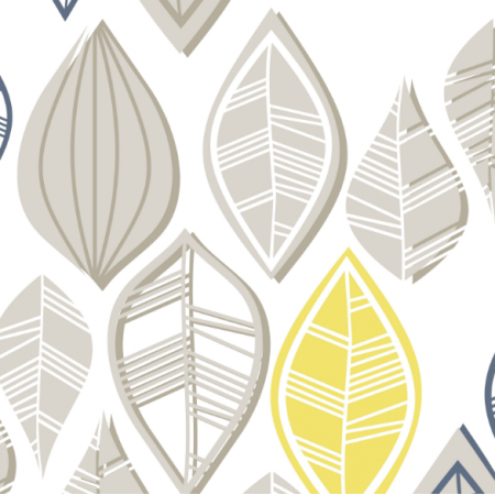  | taupe yellow blue leaves on white