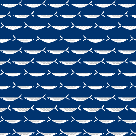 Tkanina 14967 | fish navy blue0