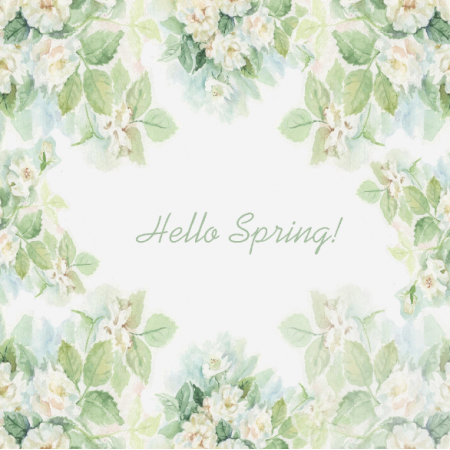 Fabric  | Hello Spring - White Roses000