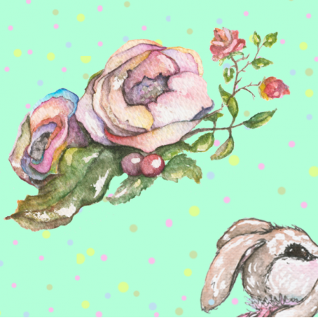 Tkanina 15439 | bunny and roses