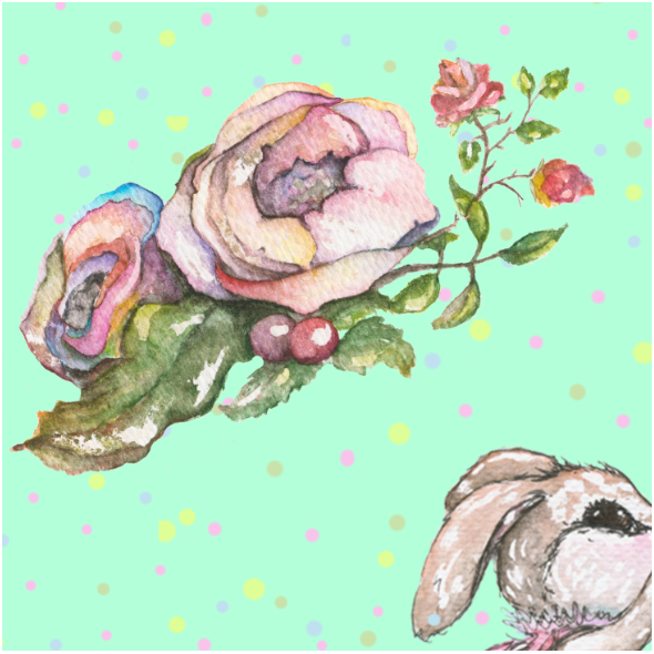 Tkanina 15439 | bunny and roses
