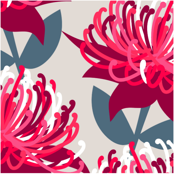 Fabric 15580 | Waratah Australian Flora Pink Grey
