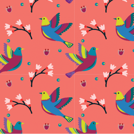 Fabric 15588 | Ptaki wsród magnolii small