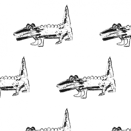 Tkanina 15601 | crocodile white-black pattern for kids