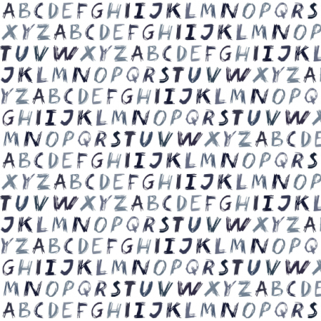 Tkanina 15743 | grayblue alphabet horizontal rows