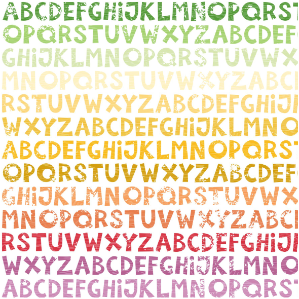 Tkanina 15746 | colorful rainbow alphabet horizontal rows