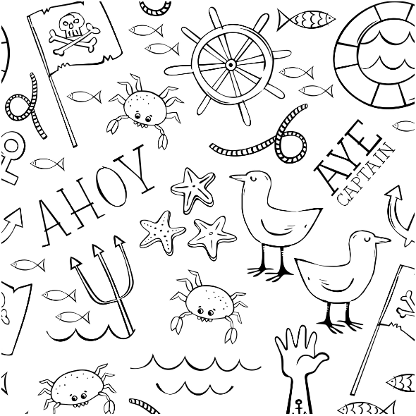 Fabric  | nautical messy black on white