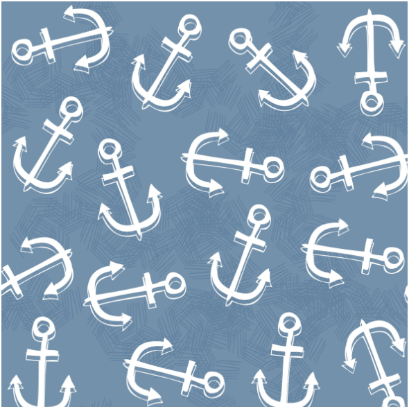 Fabric  | nautical anchors on blue
