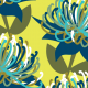 Tkanina 15808 | Waratah australian flora blue - Large Scale