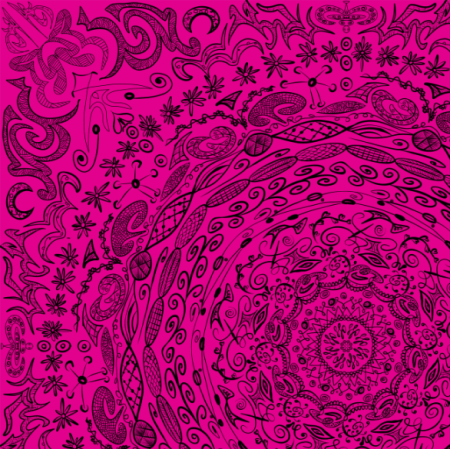 Tkanina 15984 | pink&Black mandala