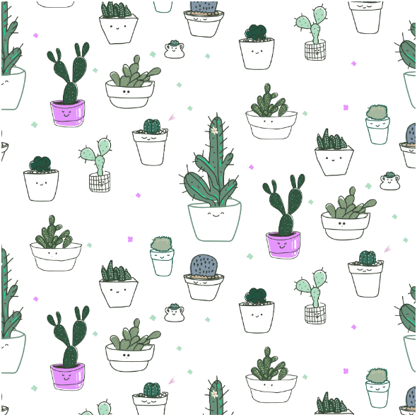 Fabric 16178 | Funny cacti / Uśmiechnięte kaktusy