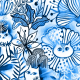 Fabric 16194 | Watercolor cute cats and flowers. adorable botanical pets