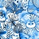 Tkanina 16194 | Watercolor cute cats and flowers. adorable botanical pets