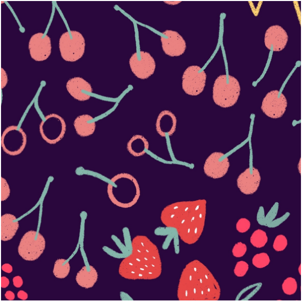 Fabric 16195 | Small scale summer. fruits, ice cream, rain, swimming.