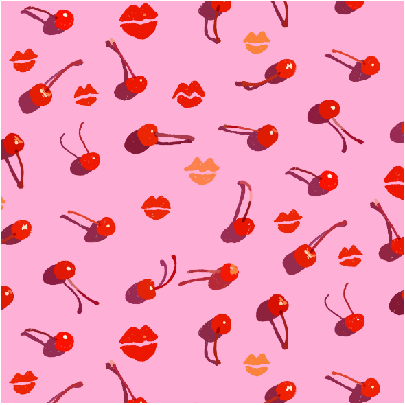 Fabric 16429 | Juicy cherries on a pink background/Soczyste wiśnie na różowym tle