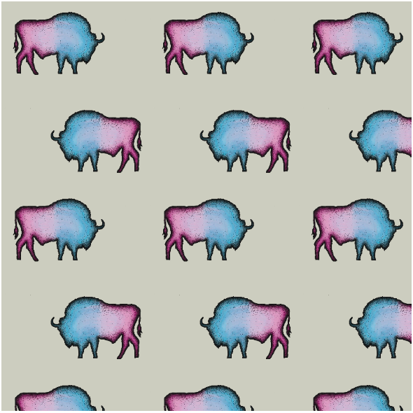 Tkanina 16441 | Żubry na ecru