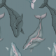 Tkanina 16450 | Wieloryby na niebieskim