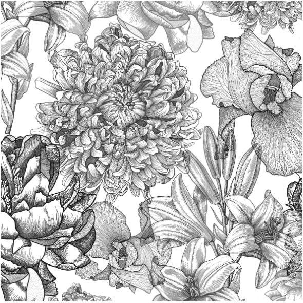 Tkanina 16457 | Kwiaty na białym