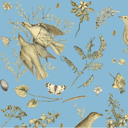 Fabric 16474 | PTAKI NA NIEBIESKIM - BIRDS ON THE BLUE SKY