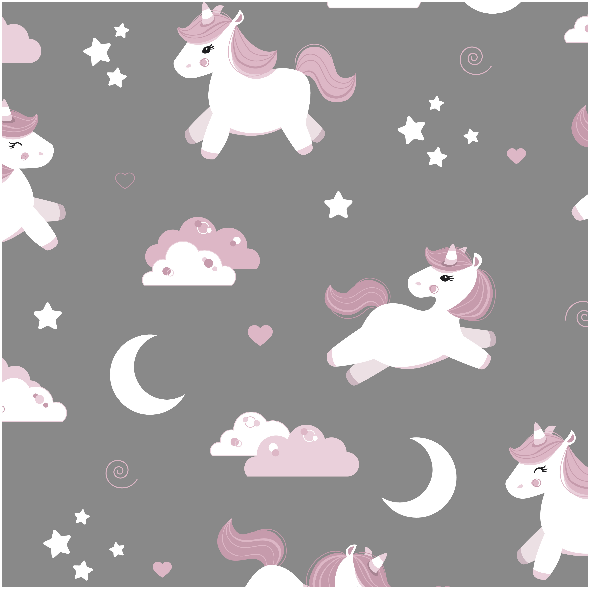 Tkanina 16491 | Unicorns on grey