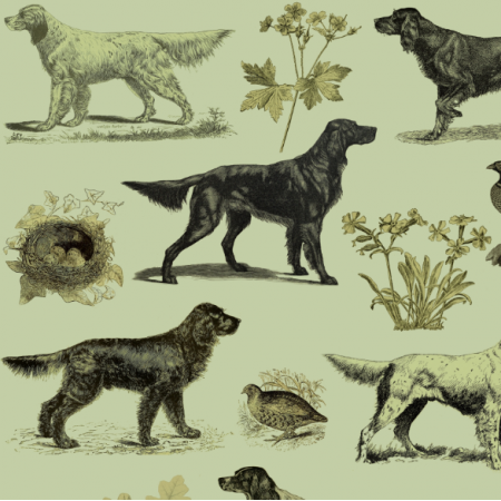 16513 | PSY SETERY W ZIELENI - SETTER DOGS ON GREEN