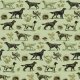 Tkanina 16513 | PSY SETERY W ZIELENI - SETTER DOGS ON GREEN