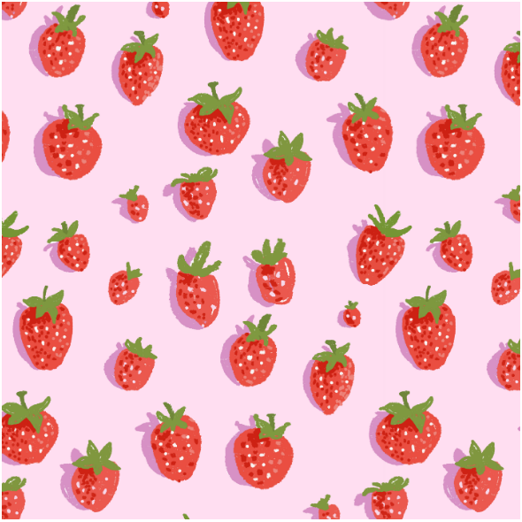 Fabric 16564 | Truskawki na różowym tle / Strawberries on a pink background