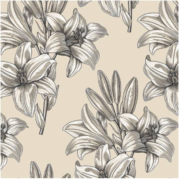 Tkanina 16615 | Lilie na ecru